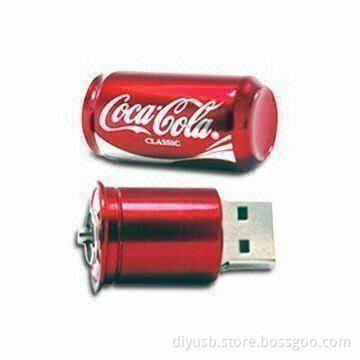 USB Flash Drive with 10 Years Data Retention, Available in 2GB Flash Memory and Can-shaped Design